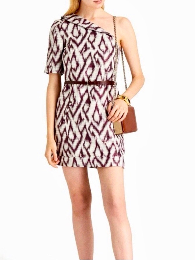 Ba&Sh Alba Asymmetrical One Shoulder Cocktail Dress Belt Batik Graphic Print